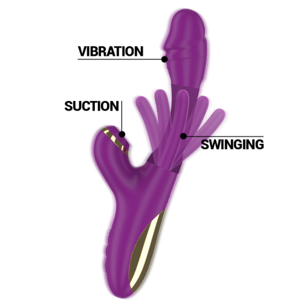 INTENSE - ATENEO VIBRADOR MULTIFUNCIÓN RECARGABLE 7 VIBRACIONES CON LENGUA OSCILANTE Y SUCCIONADOR MORADO - Imagen 4