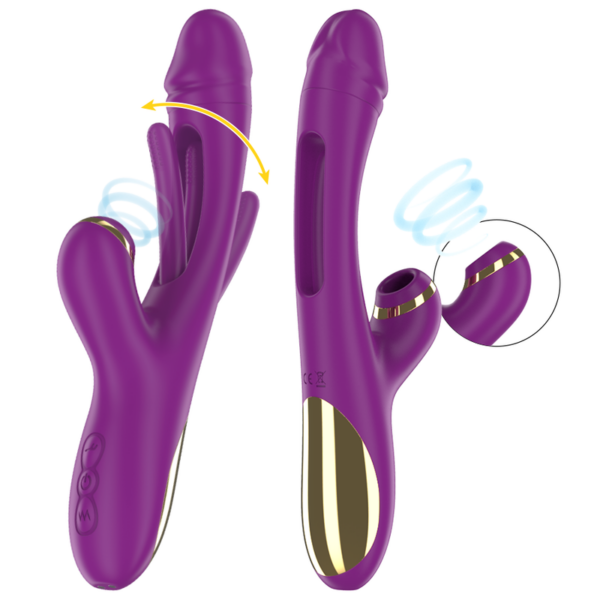 INTENSE - ATENEO VIBRADOR MULTIFUNCIÓN RECARGABLE 7 VIBRACIONES CON LENGUA OSCILANTE Y SUCCIONADOR MORADO - Imagen 3