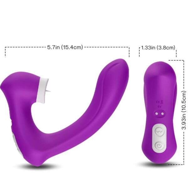 ARMONY - SECRETKISS ESTIMULADOR CON LENGUA CLITORIS  VIBRADOR CURVO VIOLETA - Imagen 3