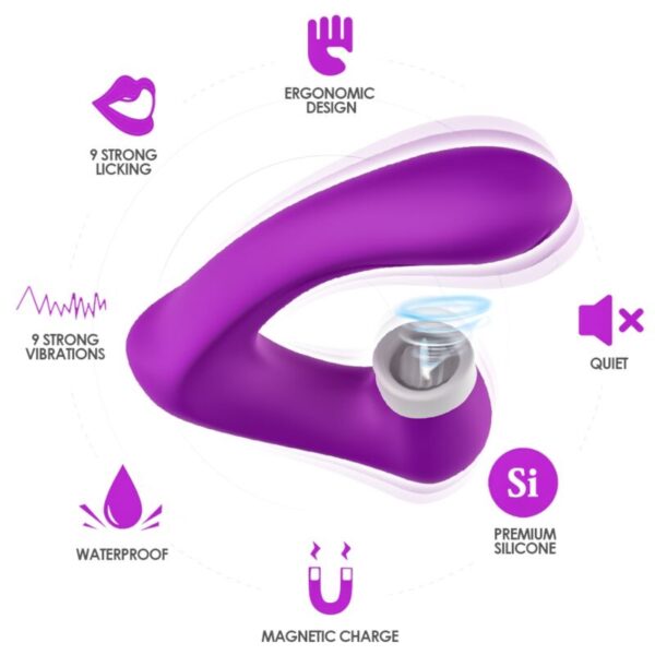 ARMONY - SECRETKISS ESTIMULADOR CON LENGUA CLITORIS  VIBRADOR CURVO VIOLETA - Imagen 2